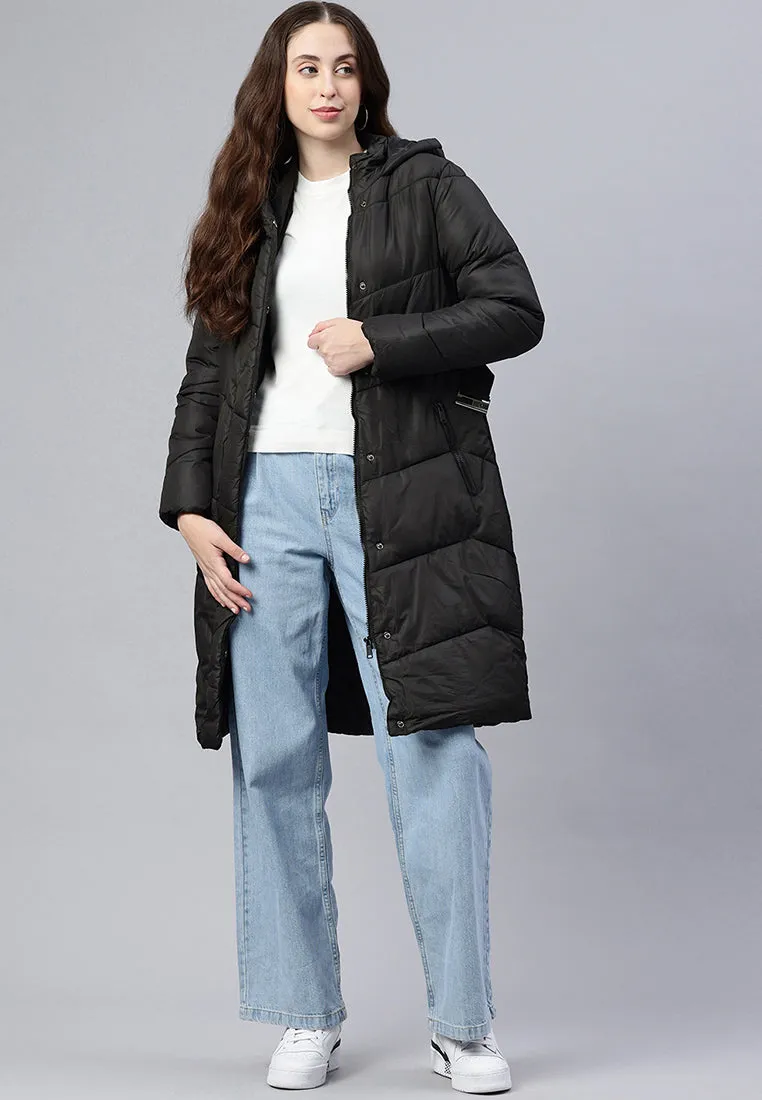 Belted Hooded Long Puffer Jacket By RUW