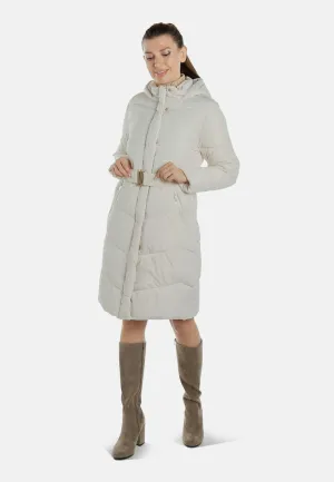 Belted Hooded Long Puffer Jacket By RUW