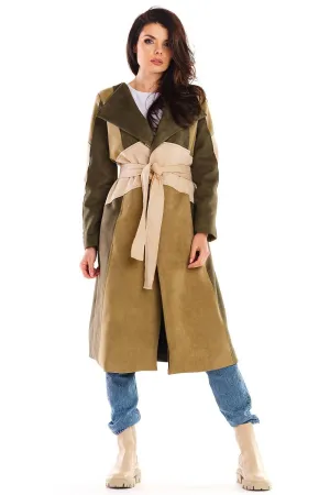 Belted Longline Suede Coat