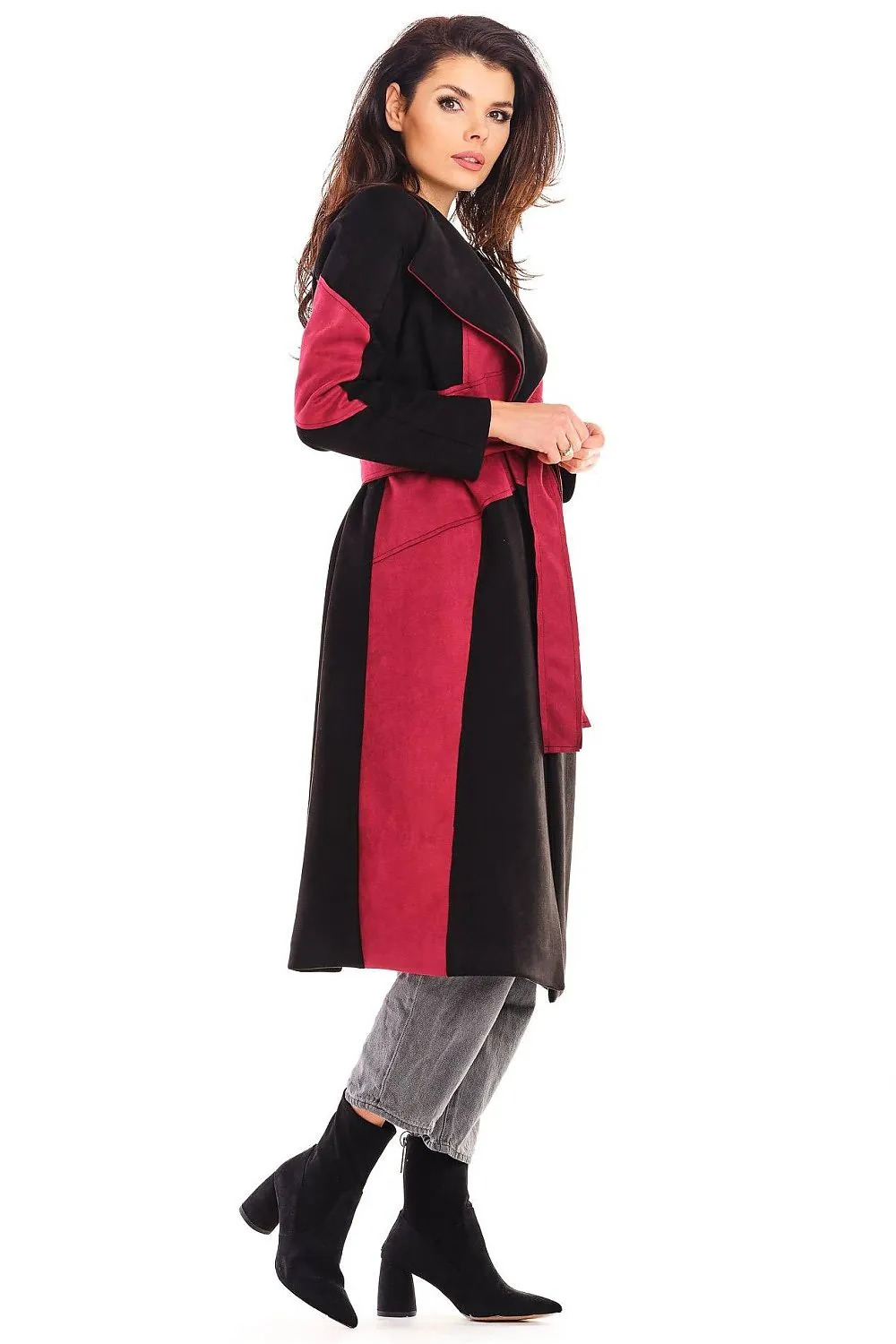 Belted Longline Suede Coat