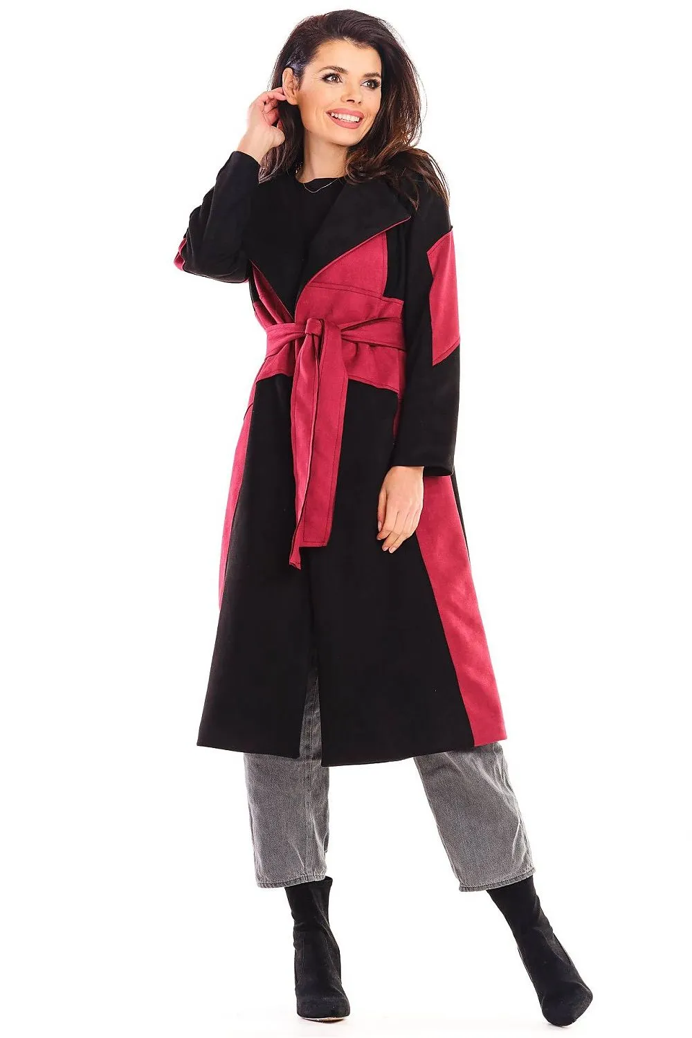Belted Longline Suede Coat
