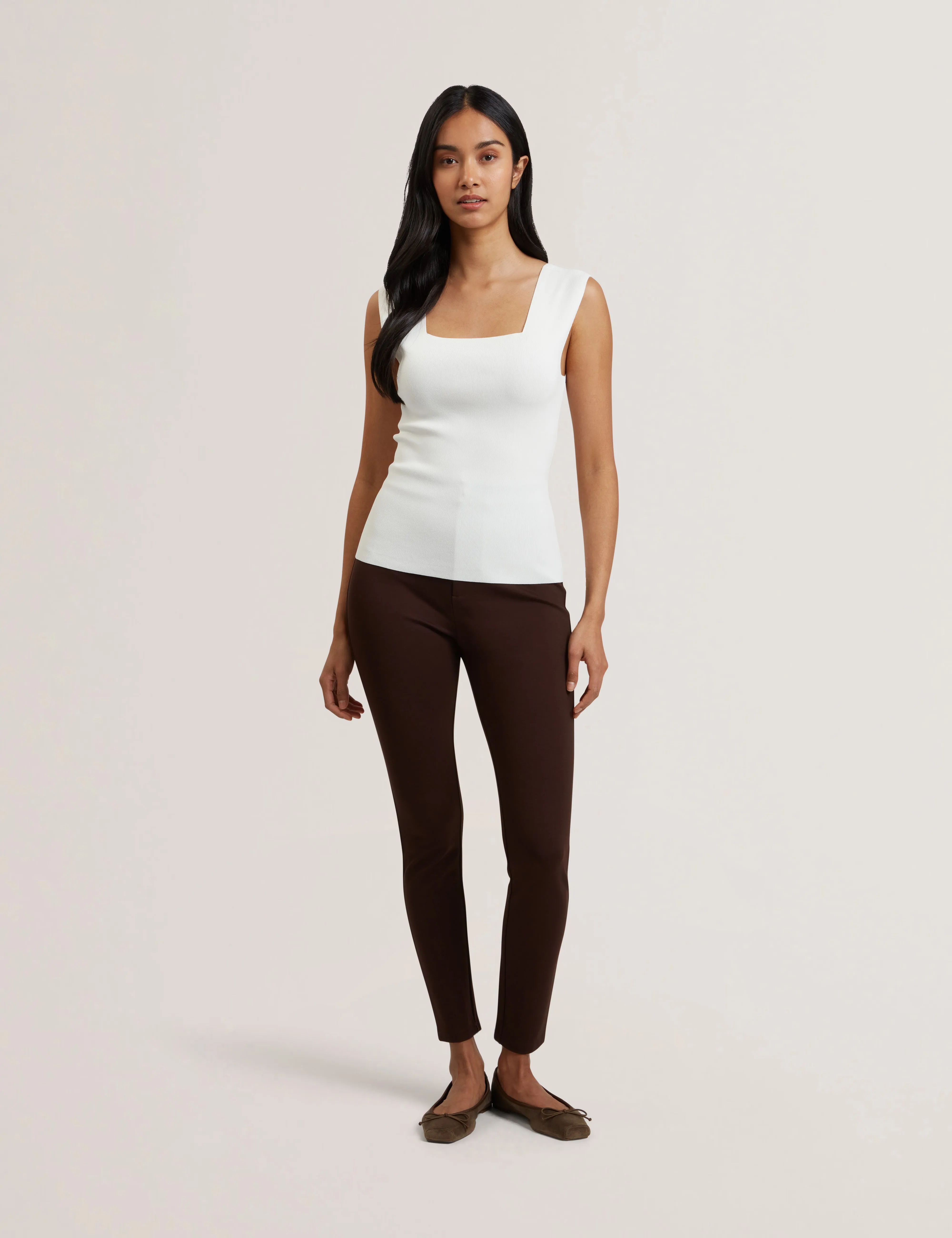 Binkkii Square Neck Sleeveless Knit Top Ivory