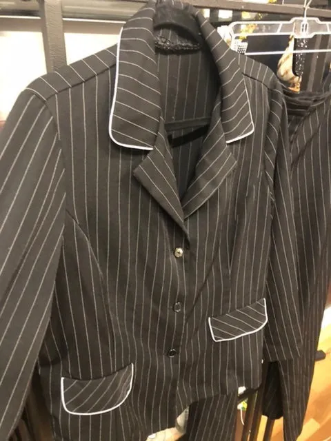 Black Pin Stripped Suit, Size 18  #346