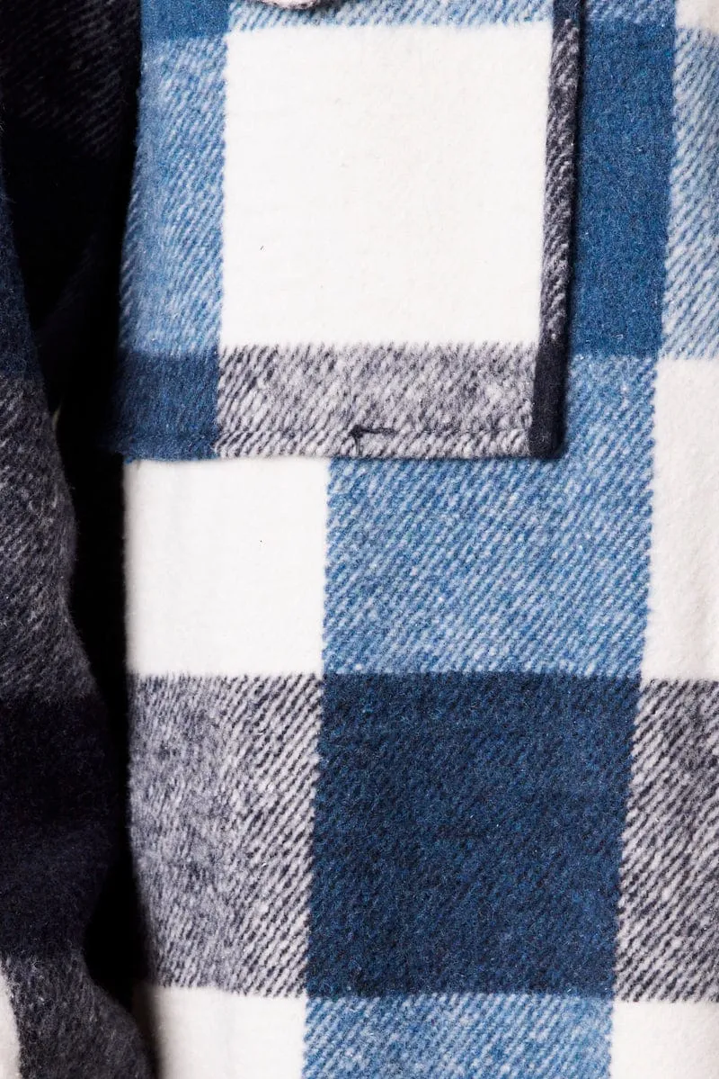Blue Check Long Shacket