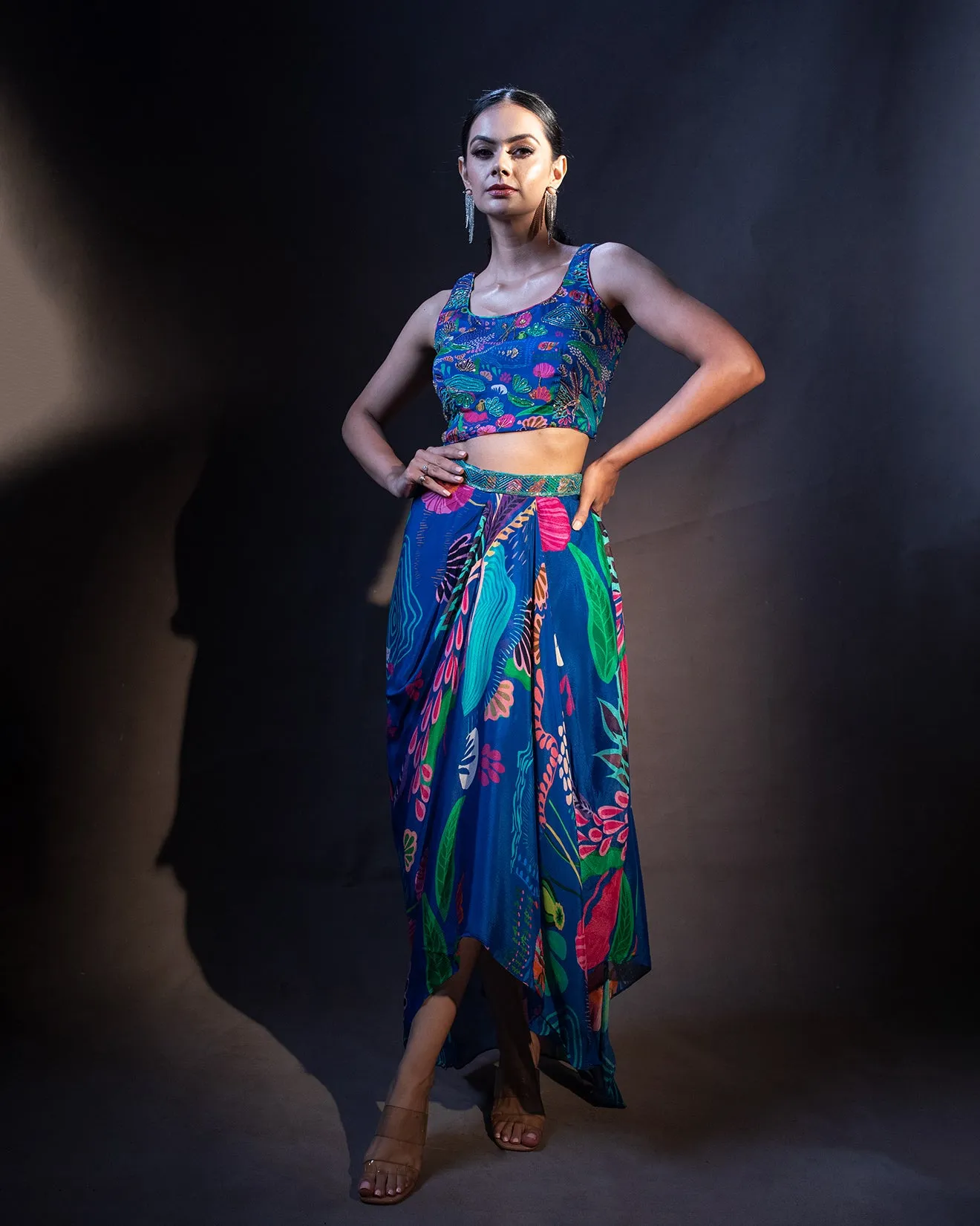 Blue Colorplay Festive Fusion Jacket Set