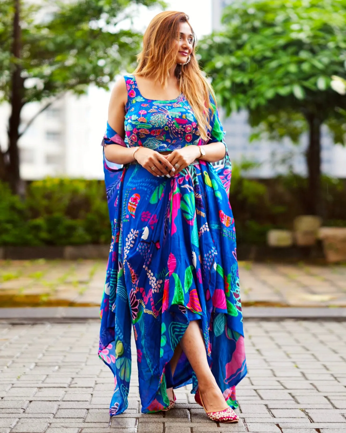 Blue Colorplay Festive Fusion Jacket Set