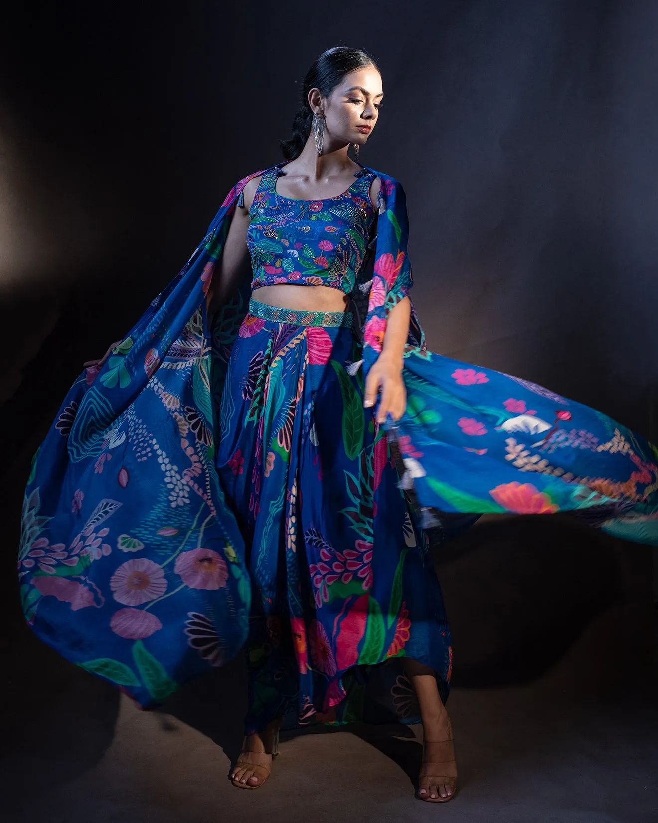 Blue Colorplay Festive Fusion Jacket Set