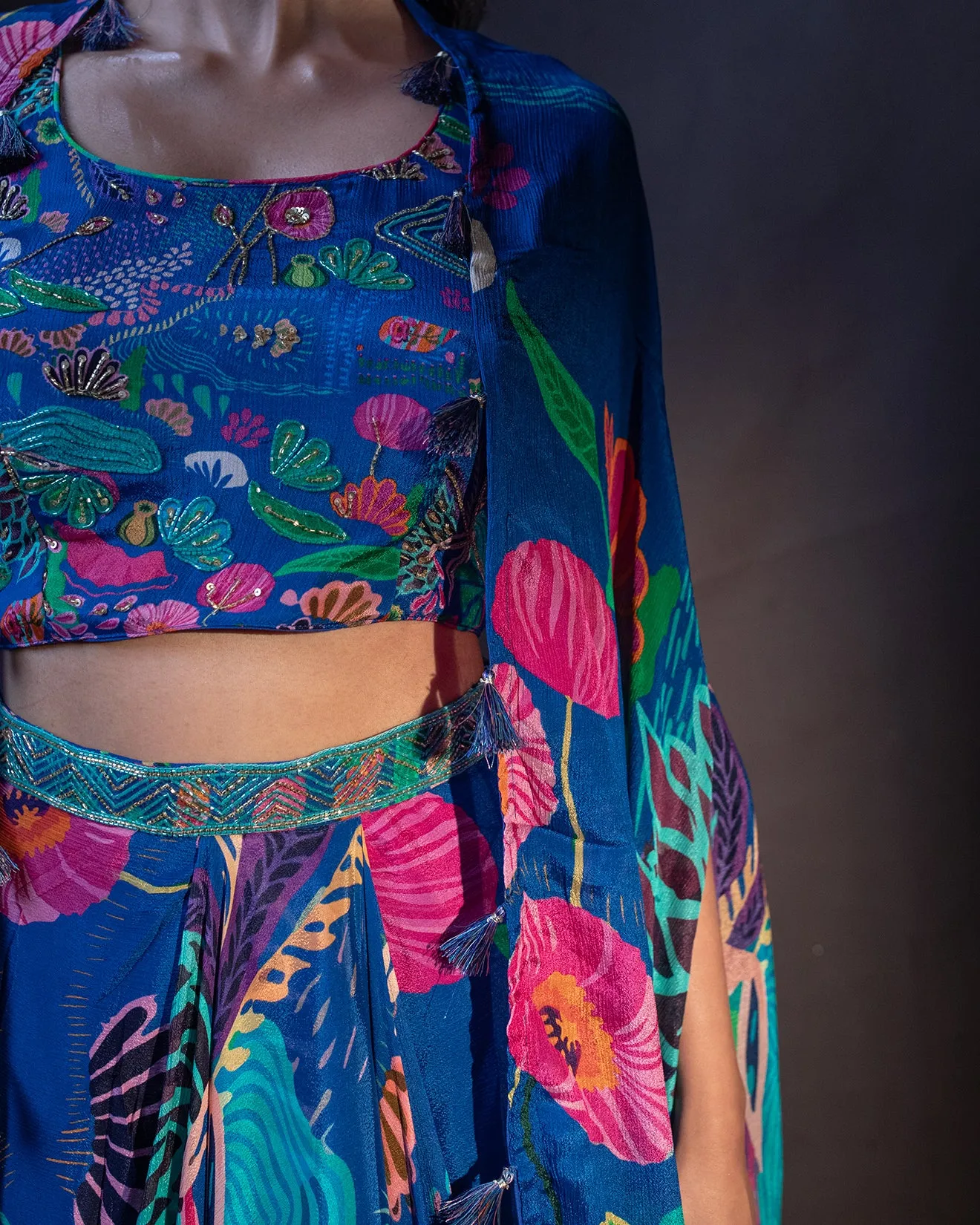 Blue Colorplay Festive Fusion Jacket Set