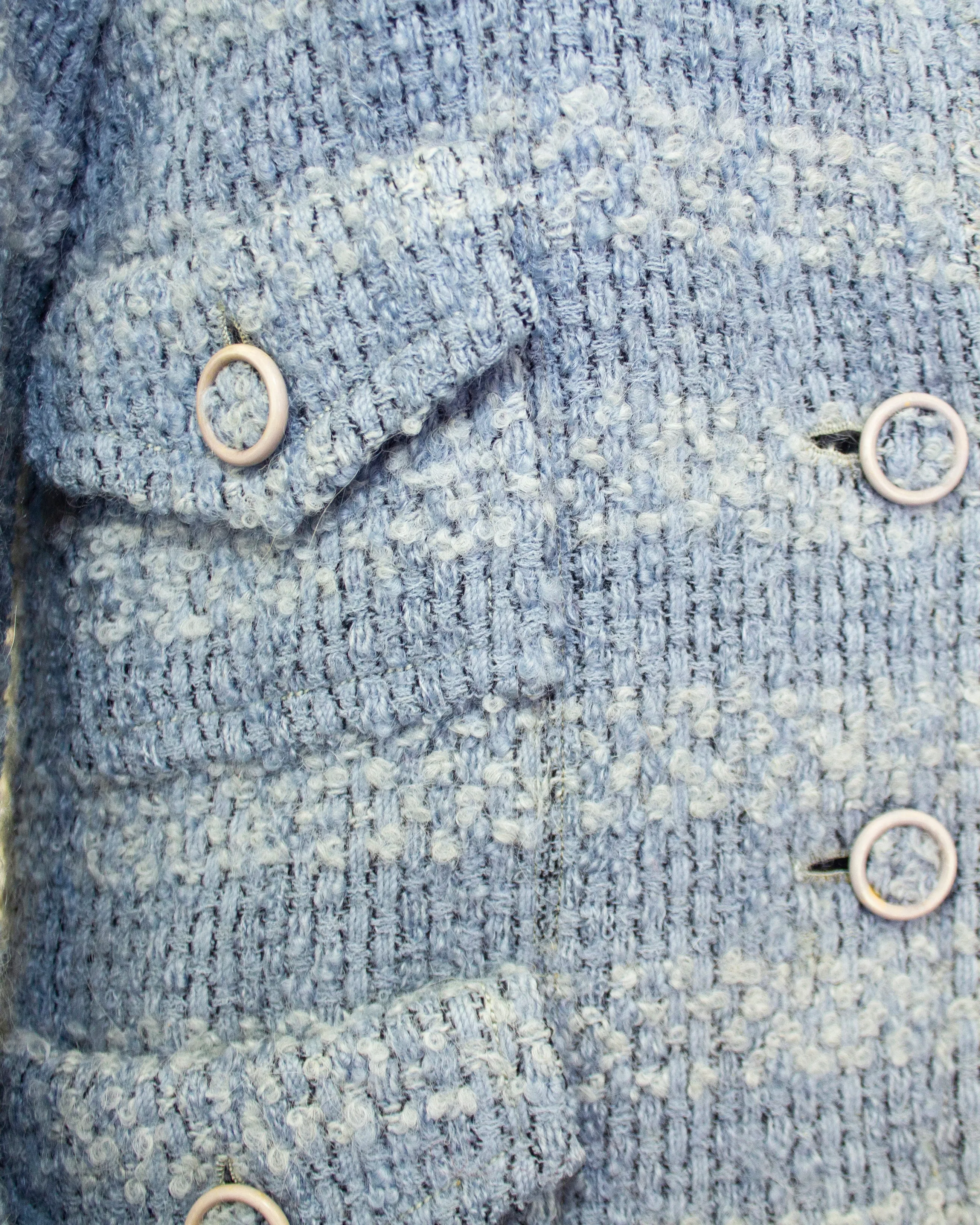 Blue Haute Couture Tweed Skirt Suit