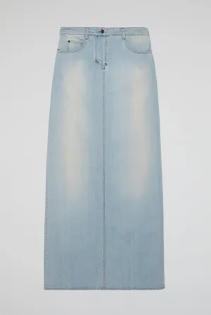 Blue High-Waisted Denim Maxi Skirt