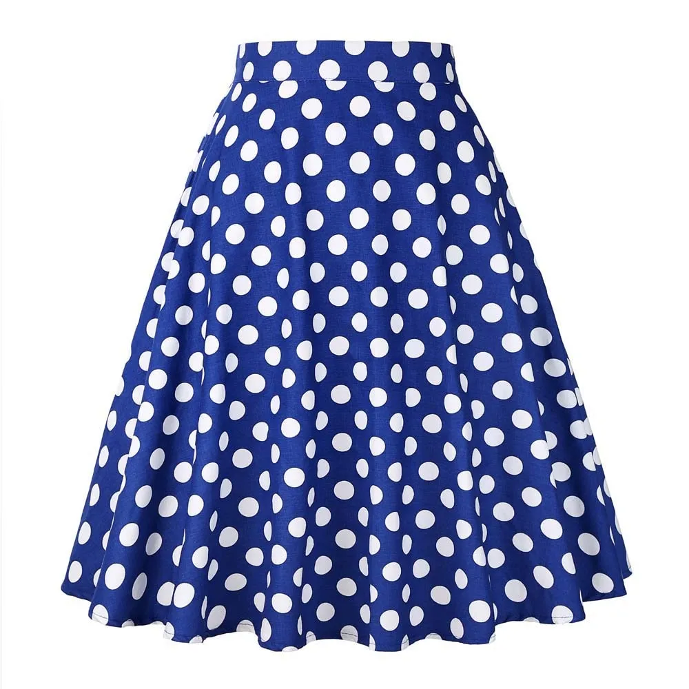 Blue with white Polka Dots - Juliette Swing Skirt