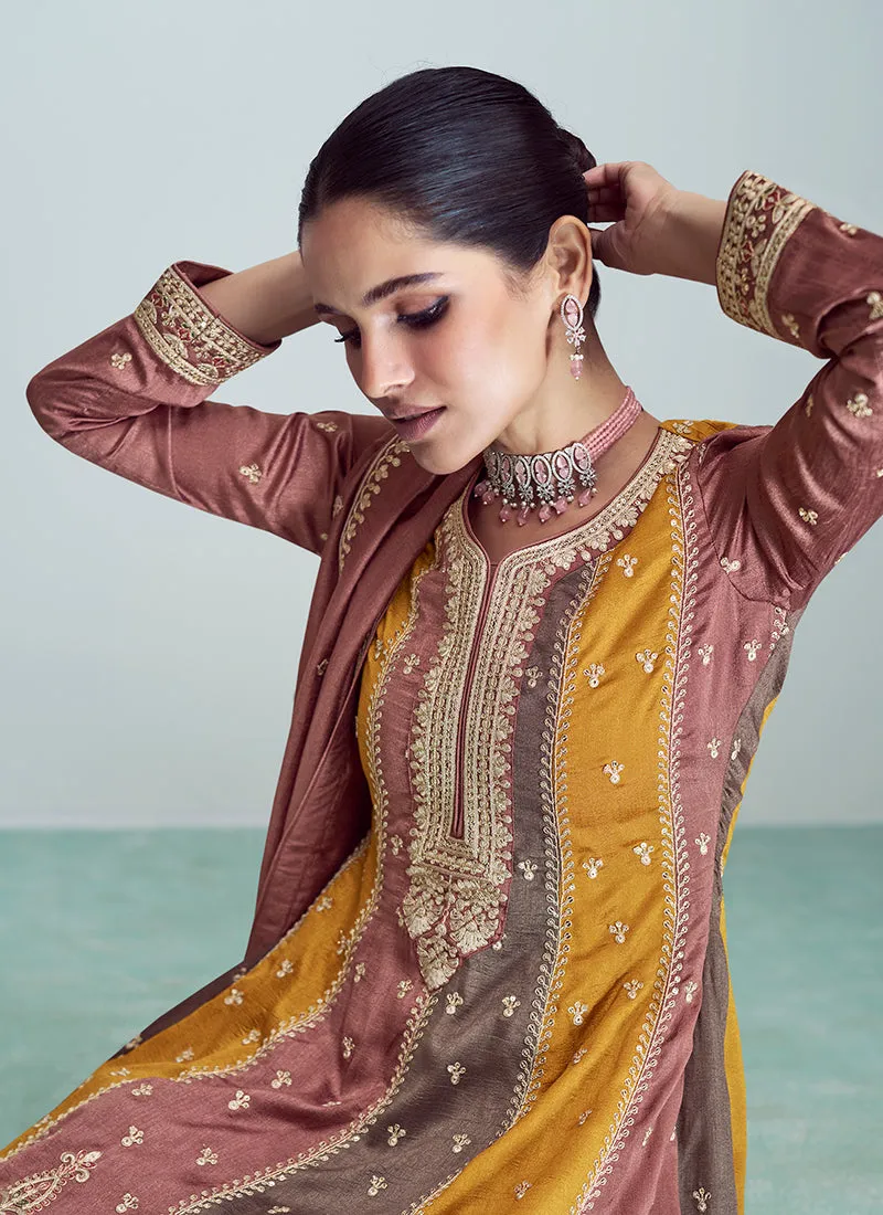 Blush Pink Sequence Embroidery Anarkali Pant Suit