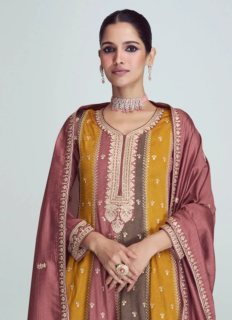 Blush Pink Sequence Embroidery Anarkali Pant Suit