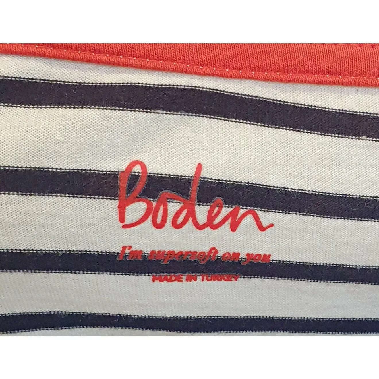 Boden navy and white striped tee shirt top size XS (best fits 6-8)
