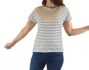 Boden navy and white striped tee shirt top size XS (best fits 6-8)