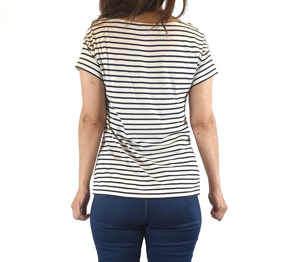 Boden navy and white striped tee shirt top size XS (best fits 6-8)