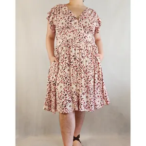 Boho Australia pre-owned pink dress with animal print and floral print size L (best fits size 14)