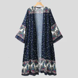 Boho Floral Long Loose Cardigan