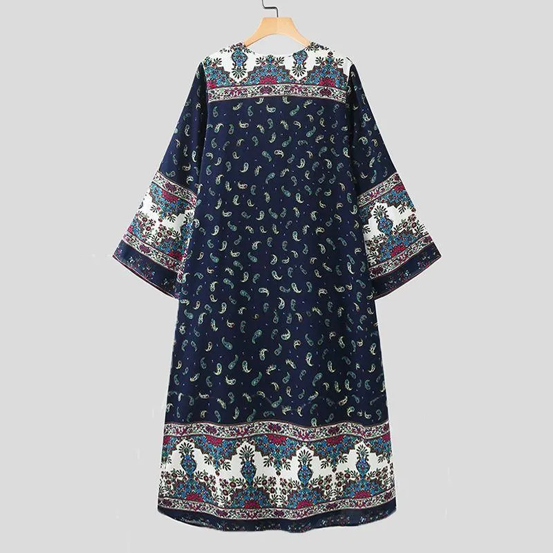 Boho Floral Long Loose Cardigan