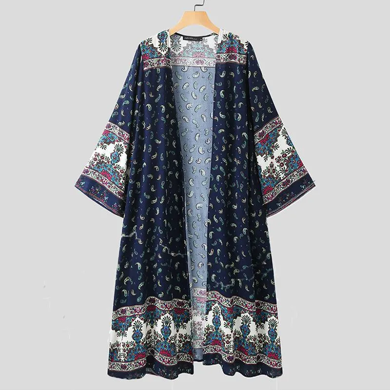 Boho Floral Long Loose Cardigan