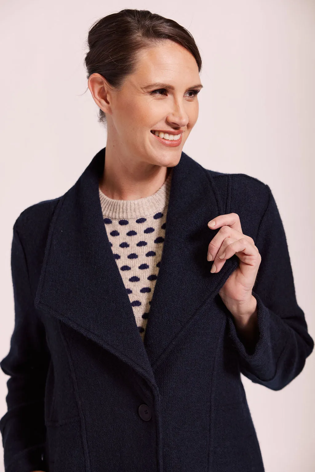 Boiled Wool 1 Button Longline Peacoat - Navy