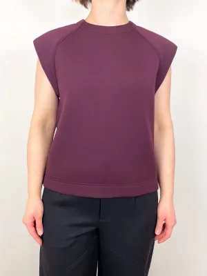 Bonded Viscose Sculpted Sleeveless Top in Crimson