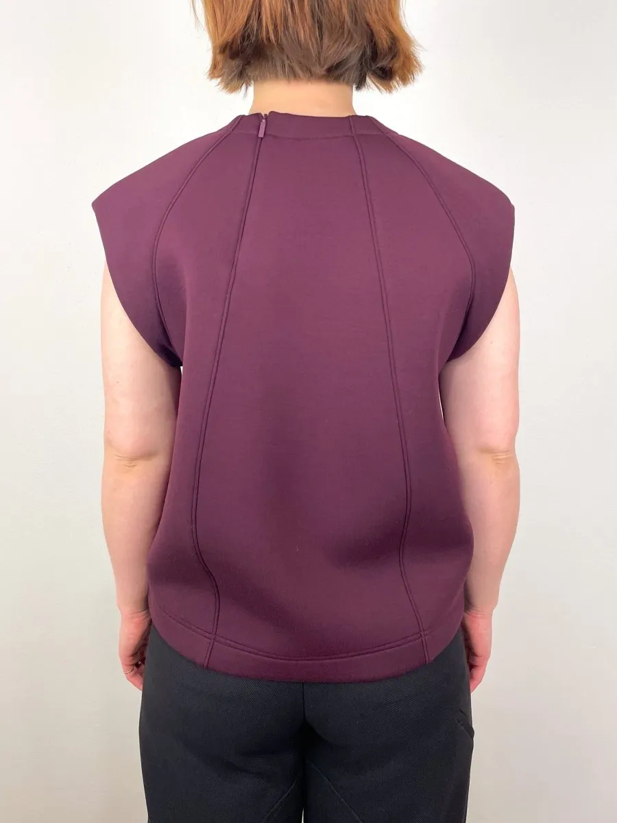 Bonded Viscose Sculpted Sleeveless Top in Crimson