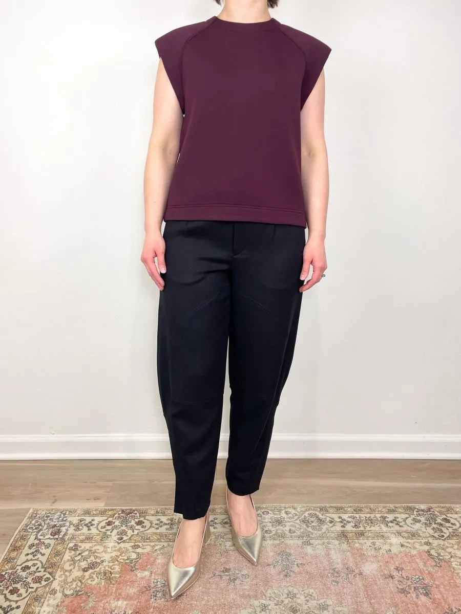 Bonded Viscose Sculpted Sleeveless Top in Crimson