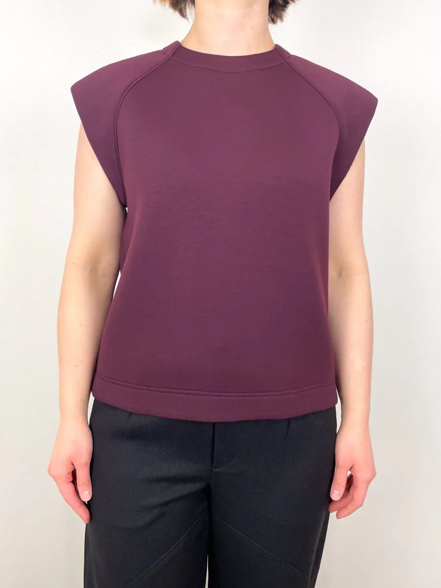 Bonded Viscose Sculpted Sleeveless Top in Crimson