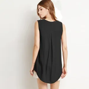 Boyfriend Style Long Plus Size 6XL Fashion Sleeveless V Neck Chiffon Women Blouses Tops Shirts XXXXL 5XL
