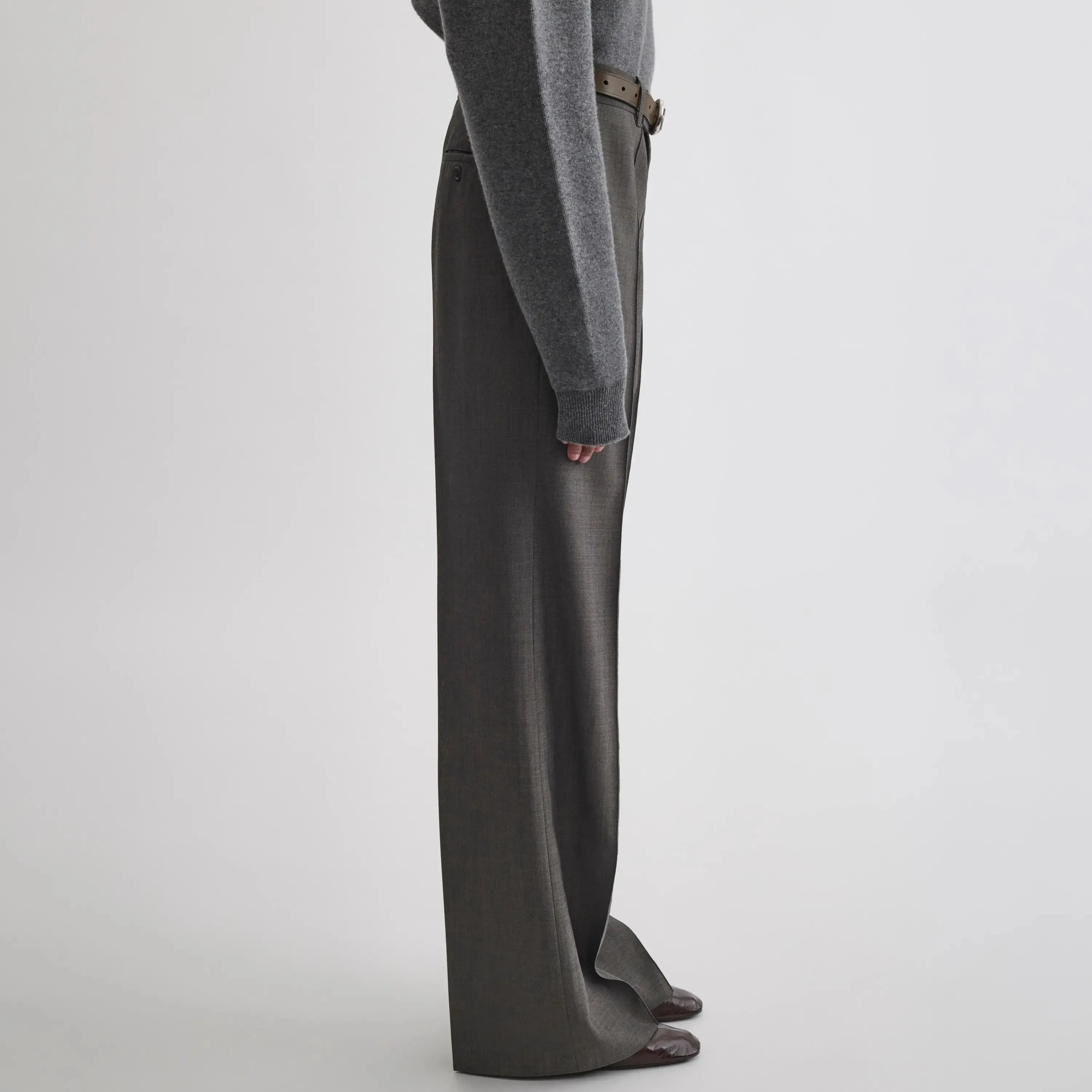BOYISH TAILORED TROUSERS | dark taupe wool