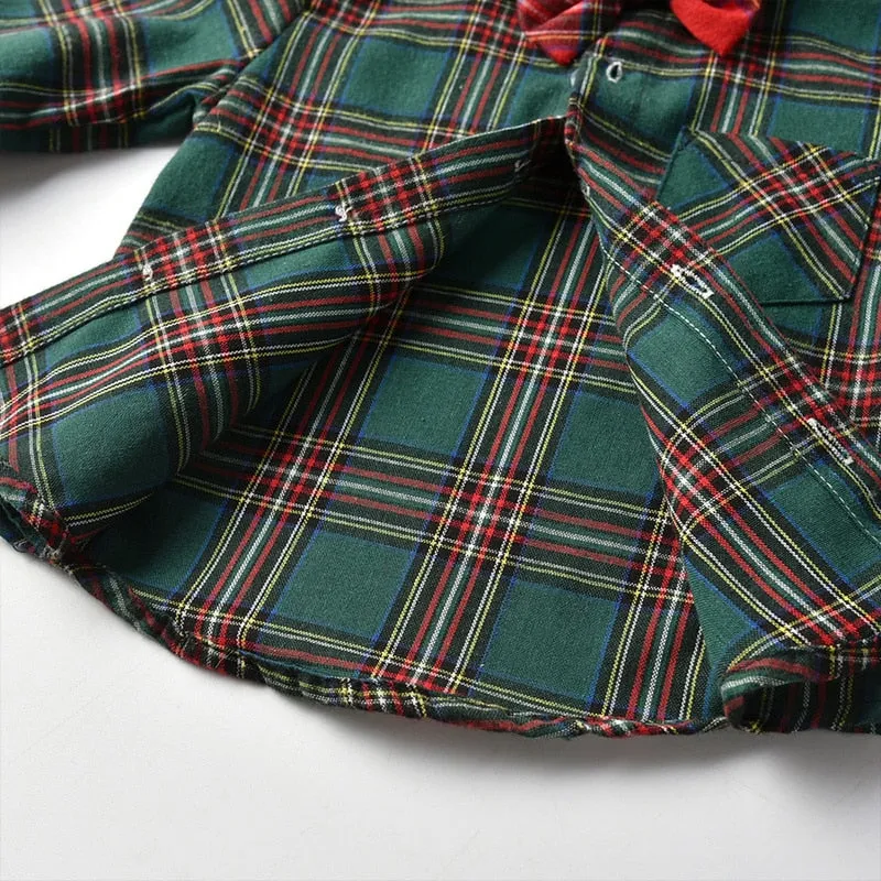 Boys Clothing Set Formal Shirt Top and Suspender Pants 4PCS
