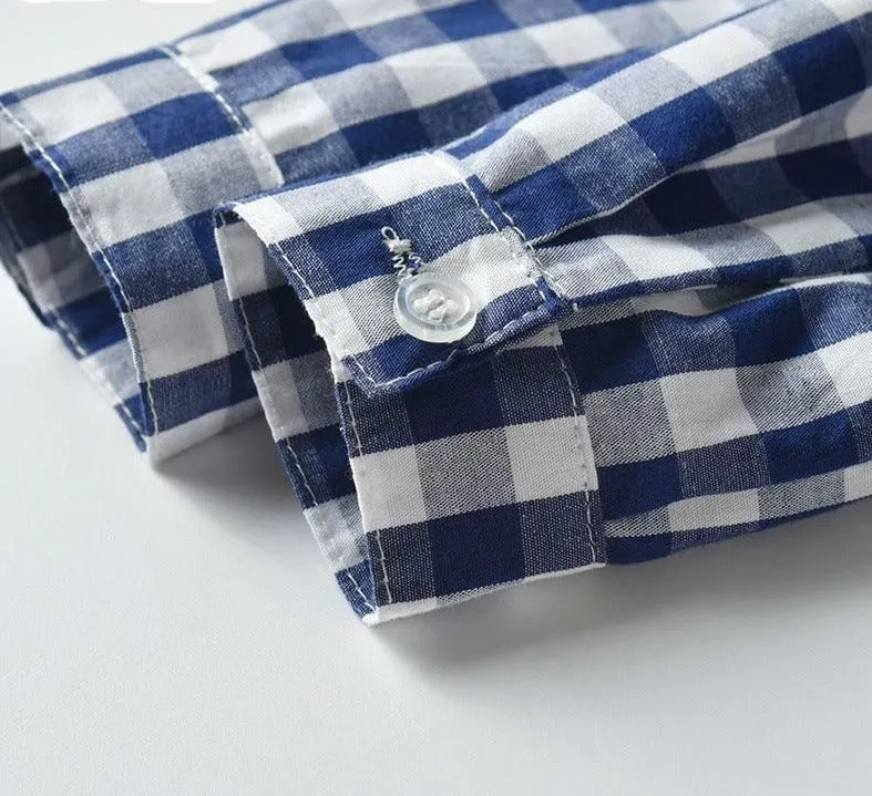 Boys Sets Long Sleeve Plaid Bowtie Top With Suspender Pants 4Pcs