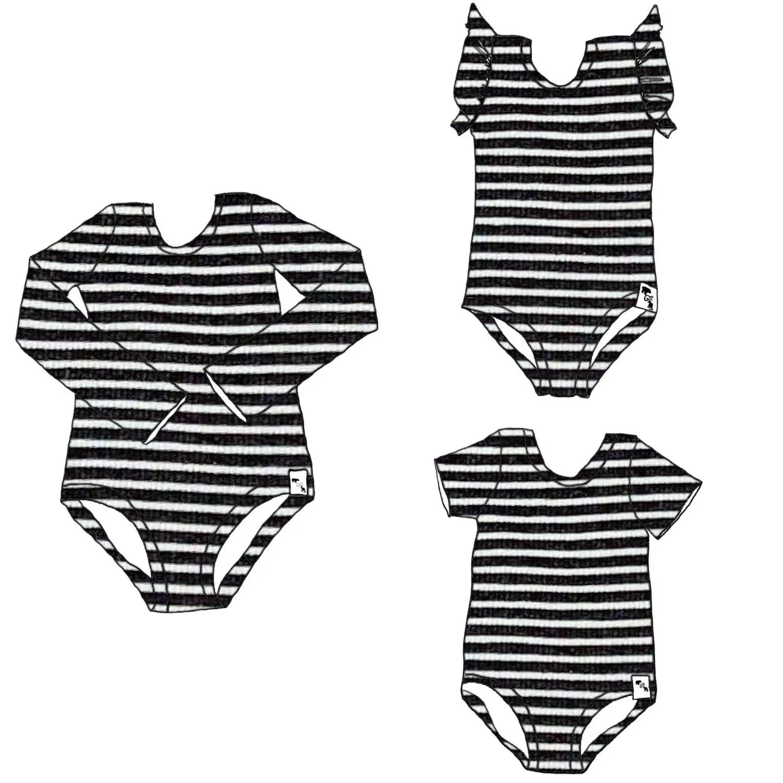 BR Basic Stripes RIB KNIT - Body Suit {4 sleeve lengths}