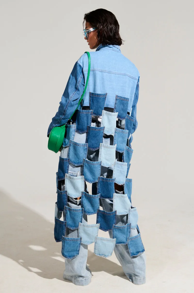 BRAXTON DENIM POCKET TRENCH