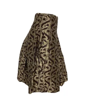 Brocade Mini Skirt Damask Print