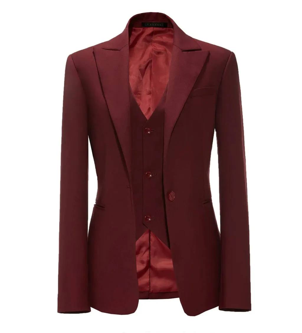 Business 3 Pieces Flat Peak Lapel Women Suit