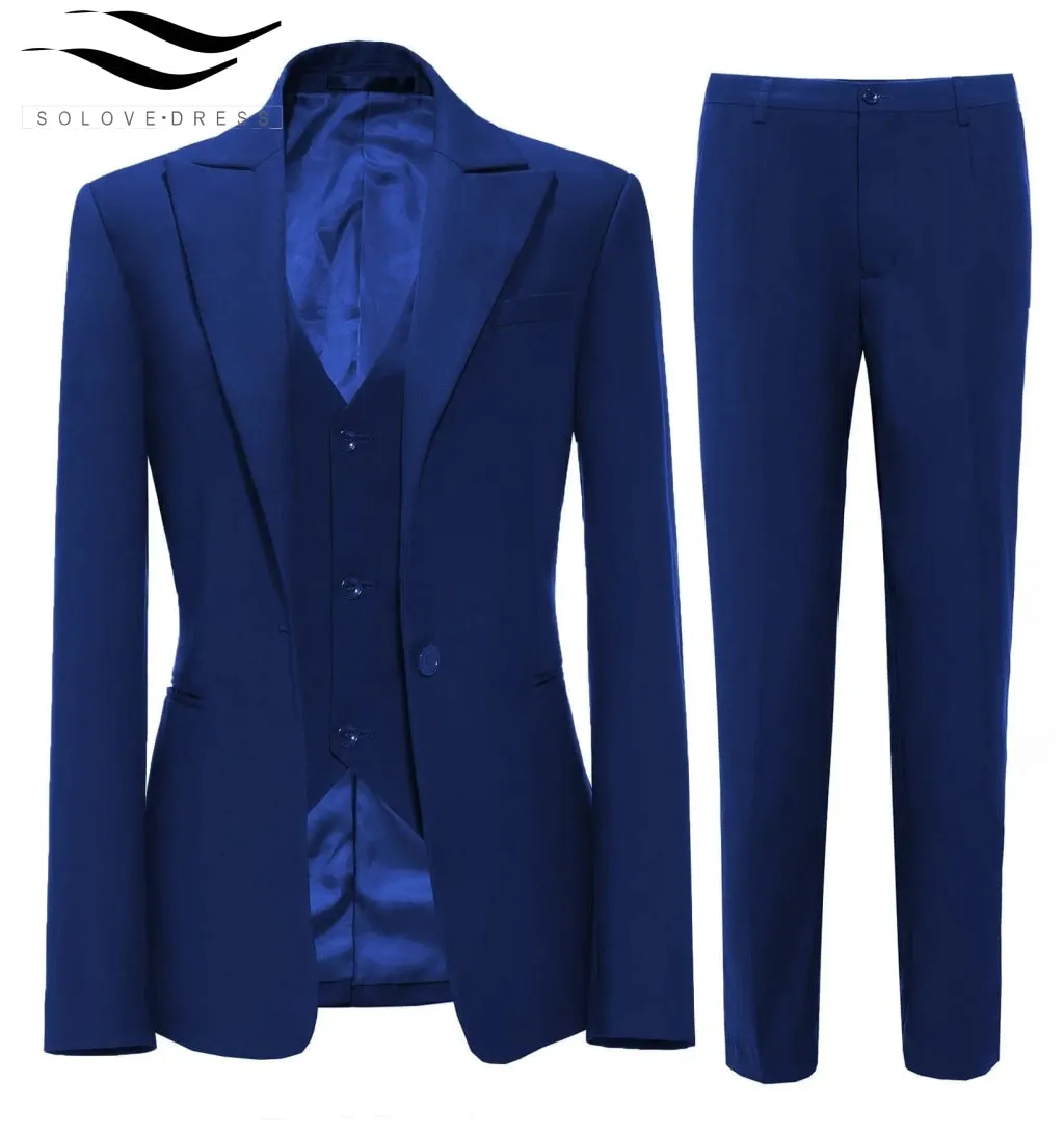 Business 3 Pieces Flat Peak Lapel Women Suit