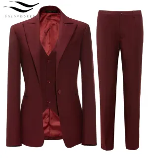 Business 3 Pieces Flat Peak Lapel Women Suit