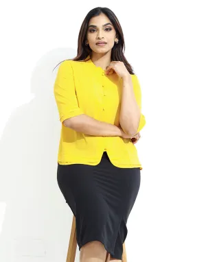 Button Down Blouse with Mandarin Collar