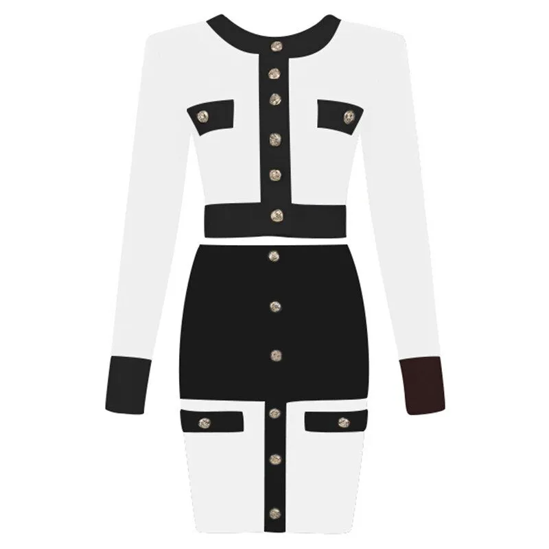 Button Up Bandage Two Pieces Set