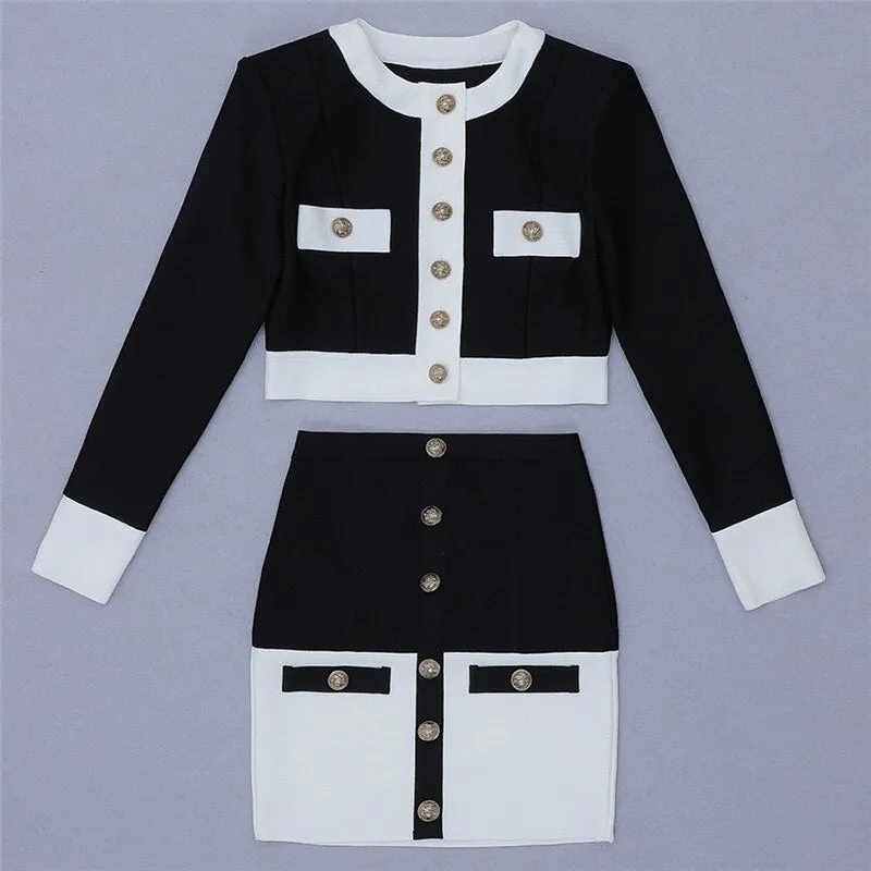 Button Up Bandage Two Pieces Set