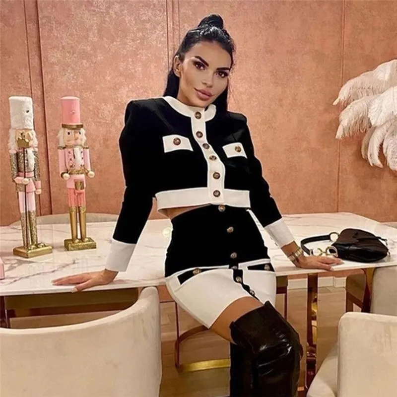 Button Up Bandage Two Pieces Set
