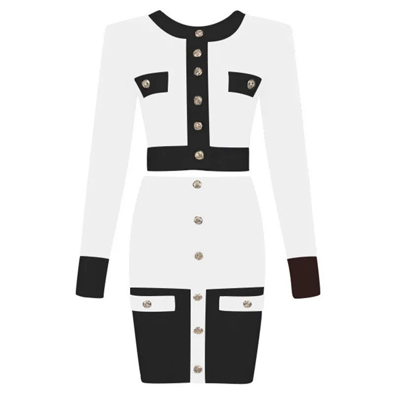 Button Up Bandage Two Pieces Set