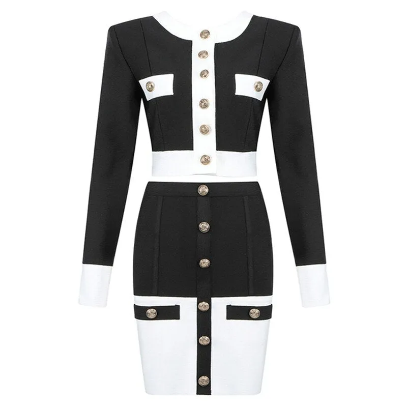 Button Up Bandage Two Pieces Set