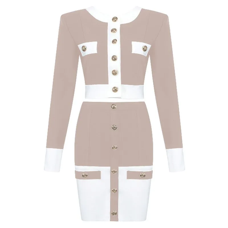 Button Up Bandage Two Pieces Set