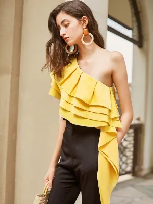 Calla Ruffle Toga Top - Yellow