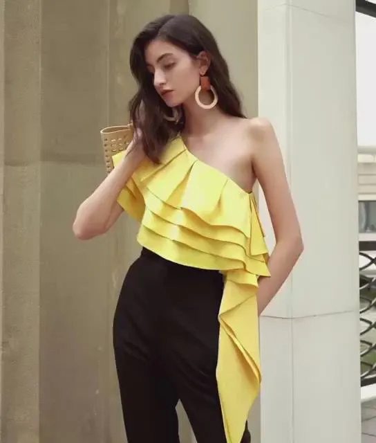 Calla Ruffle Toga Top - Yellow