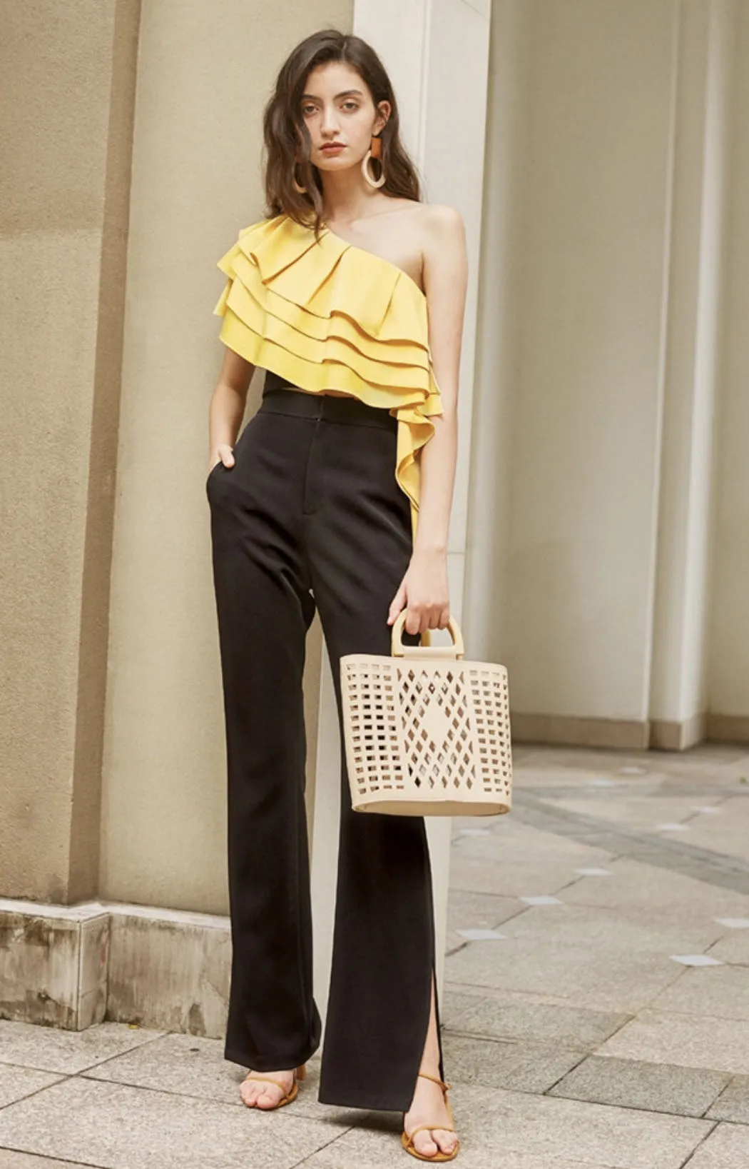 Calla Ruffle Toga Top - Yellow