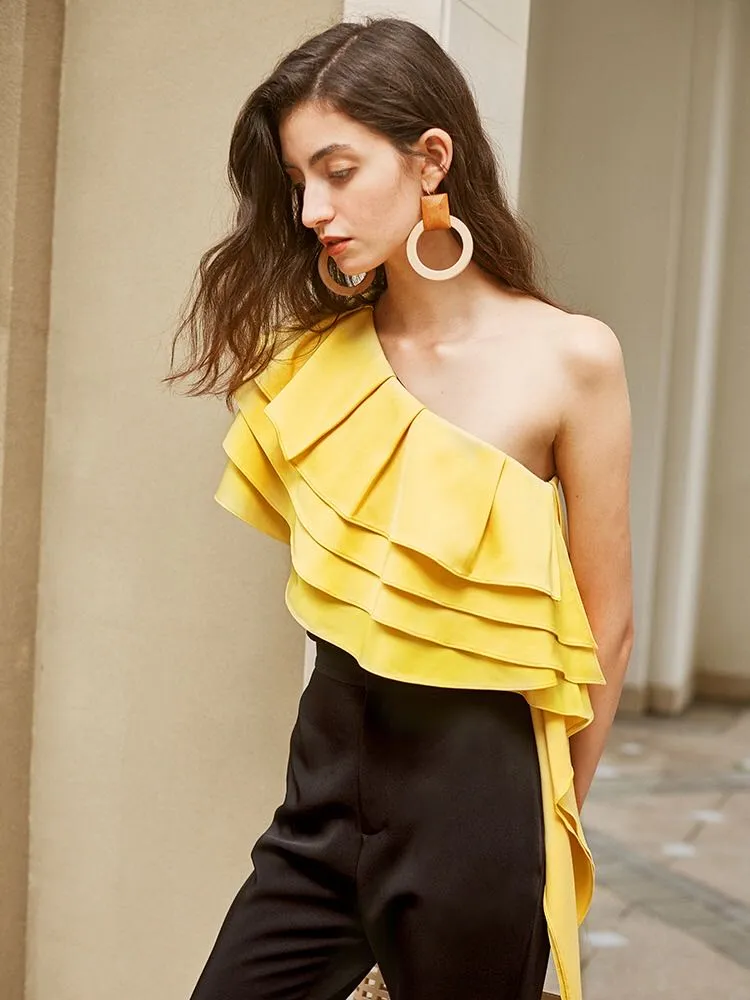 Calla Ruffle Toga Top - Yellow